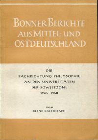 Kaltenbach, Die Fachrichtung Philosophie an den Universitäten der Sowjetzone 194 (Umschlag)