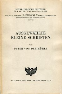 Mühll, Ausgewählte kleine Schriften. (Umschlag)