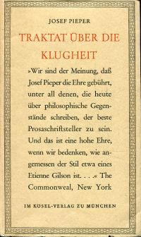 Pieper, Traktat über die Klugheit. (Umschlag)
