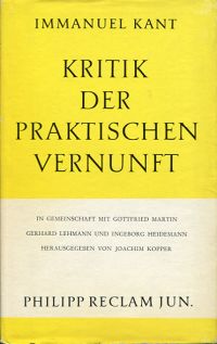 Kant, Kritik der praktischen Vernunft. (Umschlag)