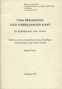 Meyer, Vom bekannten und unbekannten Kant. (Umschlag)