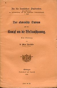 Reischle, Das akademische Studium und der Kampf um die Weltanschauung. (Umschlag)