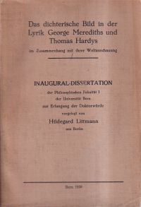 Littmann, Das dichterische Bild in der Lyrik George Merediths und Thomas Hardys (Umschlag)