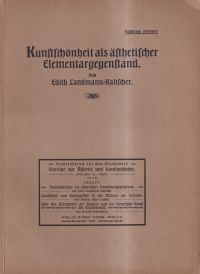 Landmann-Kalischer, Kunstschönheit als ästhetischer Elementargegenstand. (Umschlag)